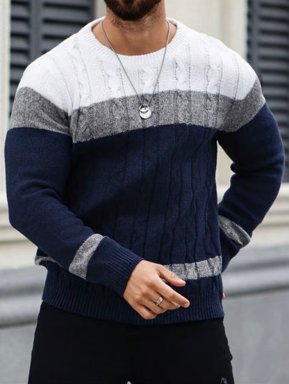 Men’s Colorblock Cable Knit Sweater