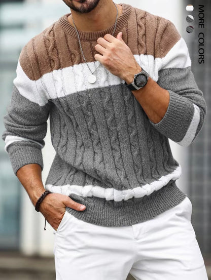 Men’s Colorblock Cable Knit Sweater