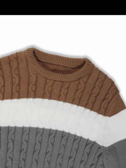 Men’s Colorblock Cable Knit Sweater