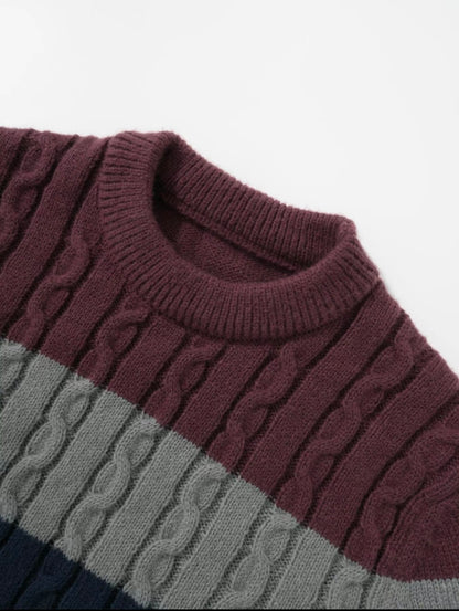Men’s Colorblock Cable Knit Sweater