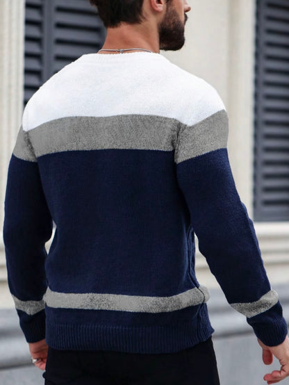 Men’s Colorblock Cable Knit Sweater