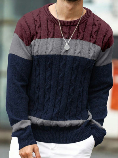 Men’s Colorblock Cable Knit Sweater